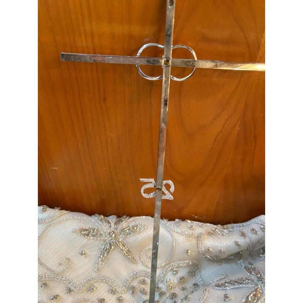 Cake Topper 25th Anniversary Cross Interlocking Rings Christian Religious Décor
